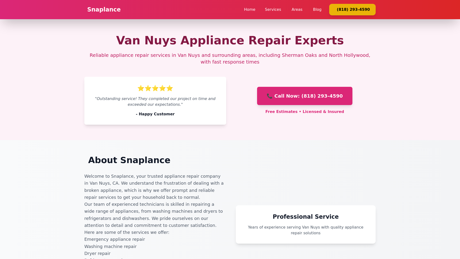 website screenshot of https://appliancerepairvannuys.pages.dev/