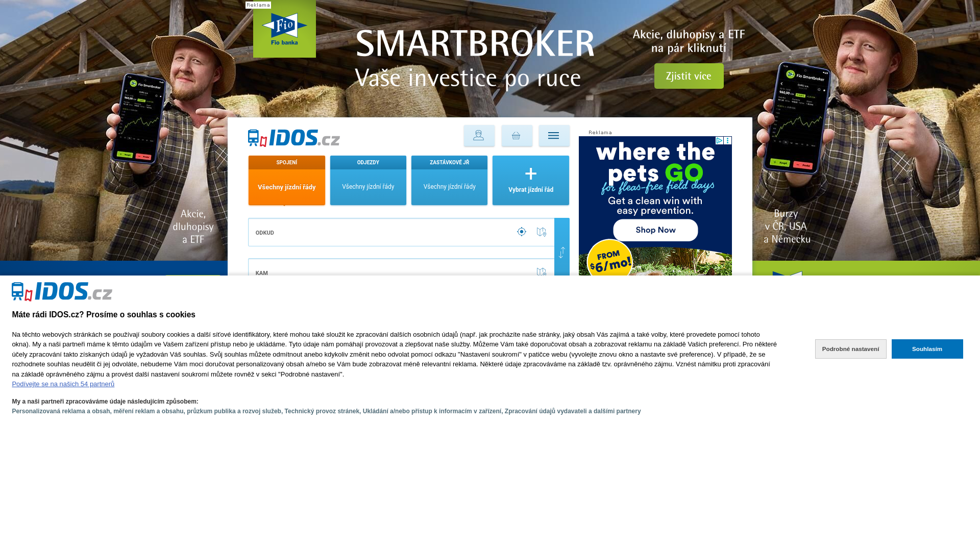 website screenshot of https://m.idos.cz