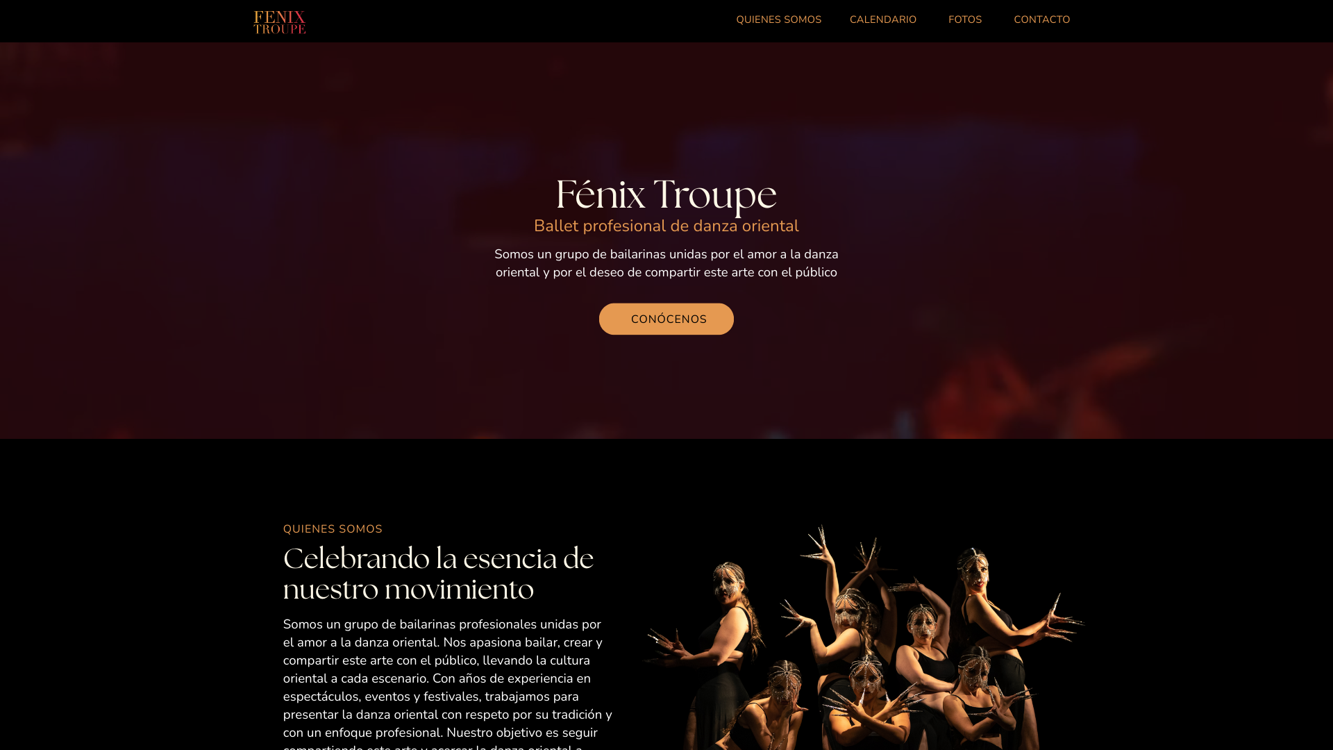 website screenshot of https://fenixtroupe.com/