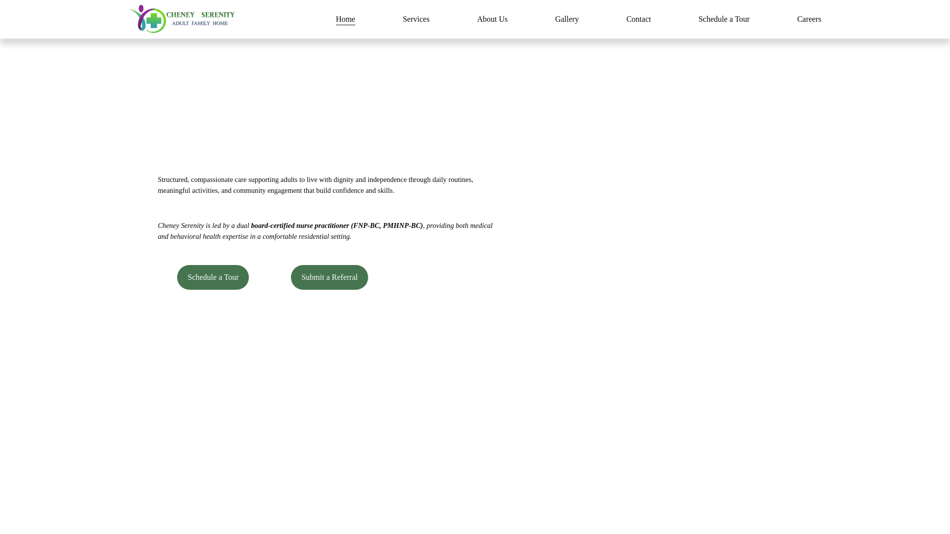 website screenshot of https://cheneyserenityafh.com/