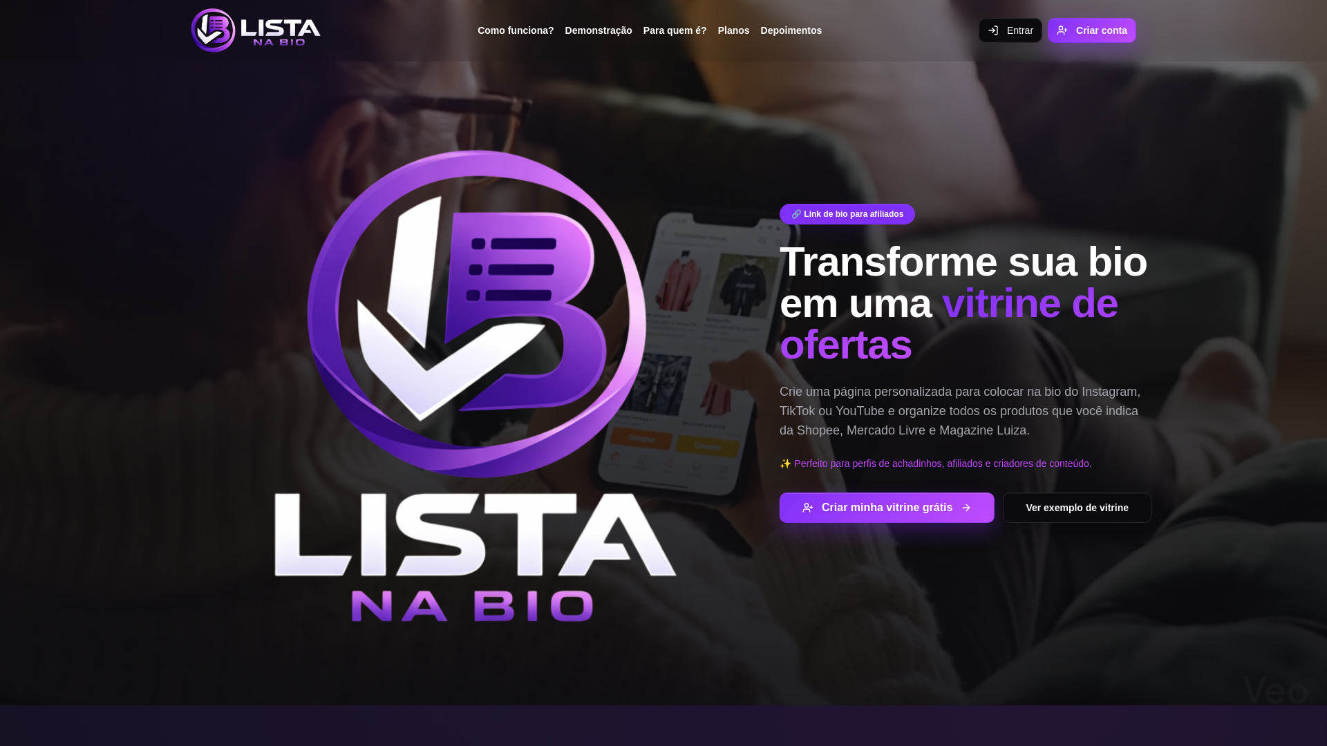 website screenshot of https://listanabio.com.br