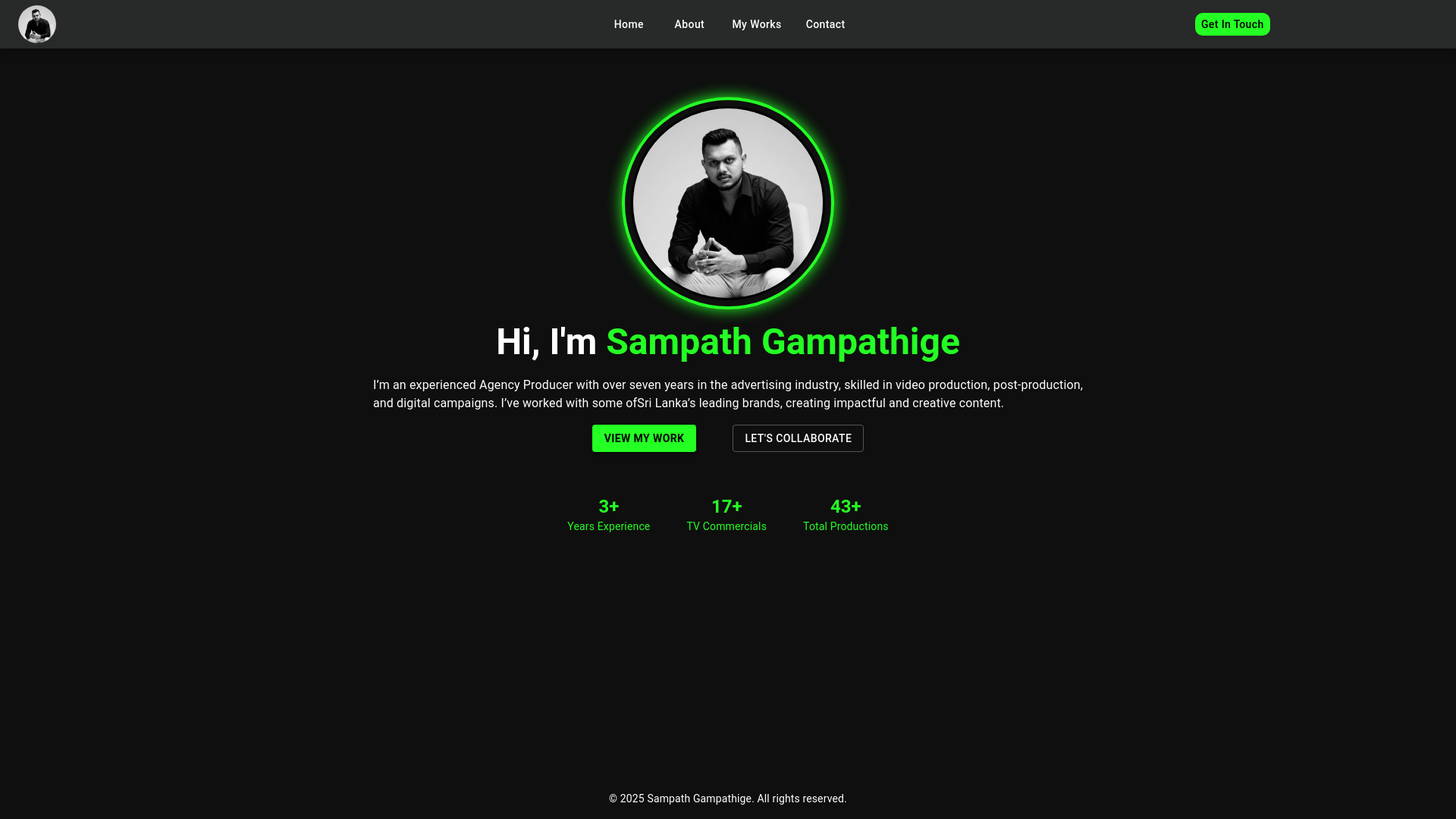 website screenshot of https://sampaworks.info/