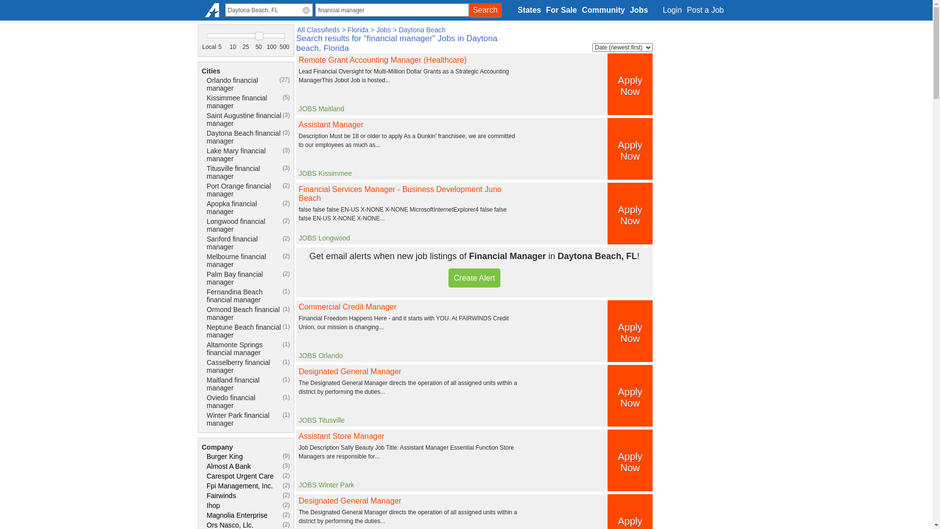 website screenshot of https://daytonabeach.americanlisted.com/jobs/financial+manager/