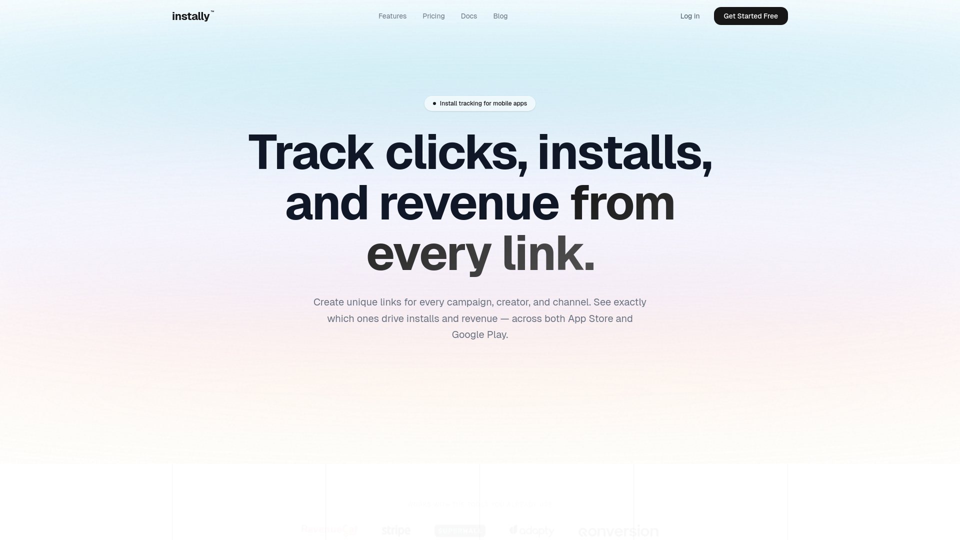 website screenshot of https://instally.io