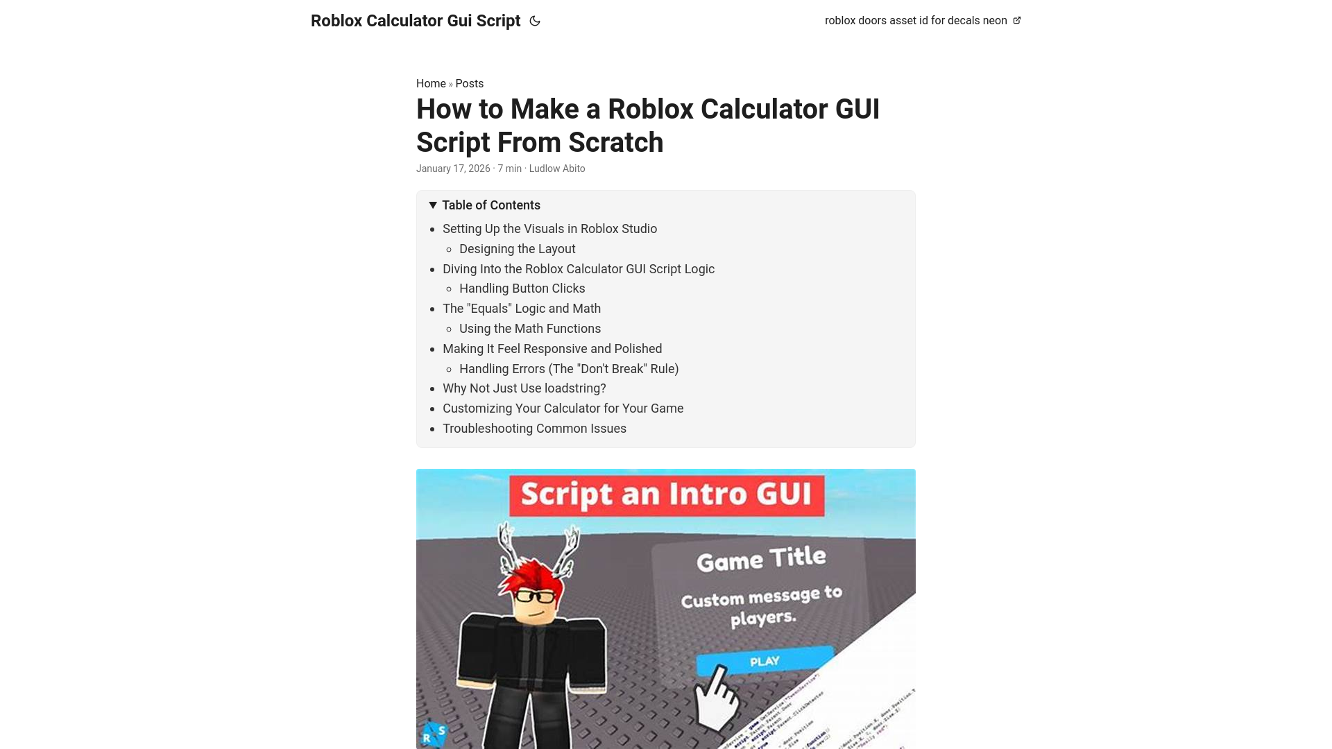 website screenshot of https://robloxcalculatorguiscript.pages.dev/