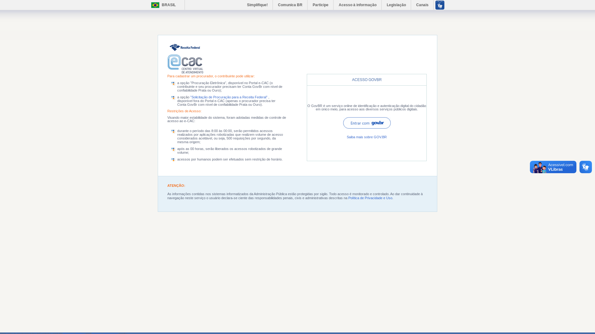 website screenshot of https://cav.receita.fazenda.gov.br/