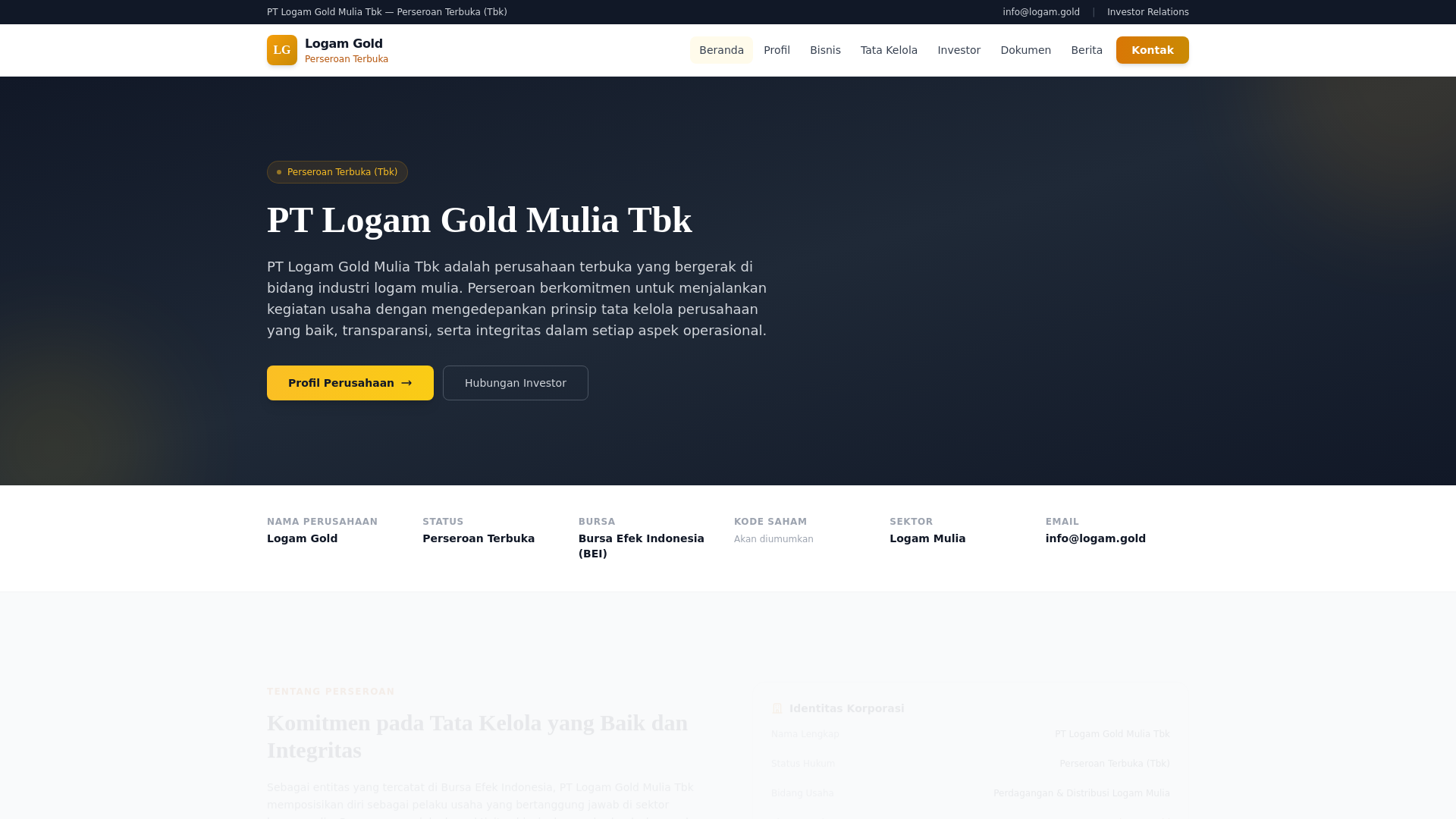 website screenshot of https://logam.gold/