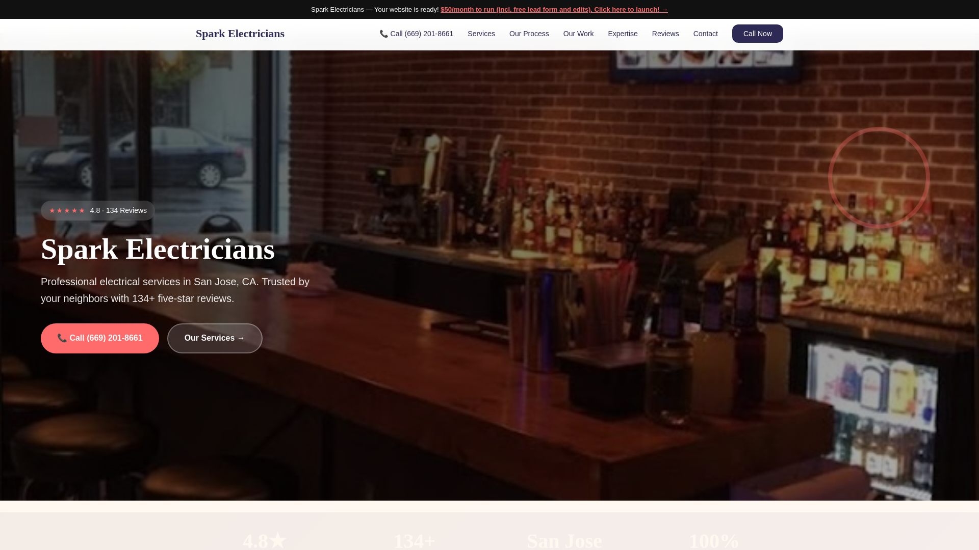 website screenshot of https://spark-electricians-demo.pages.dev/