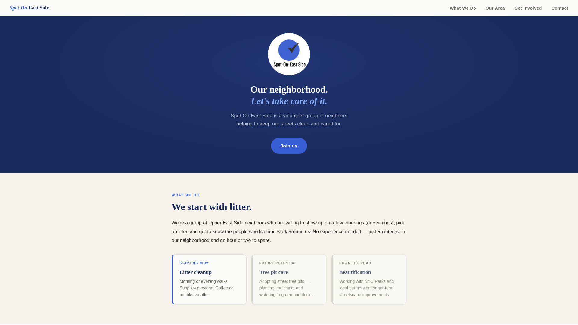 website screenshot of https://spotoneastside.org/