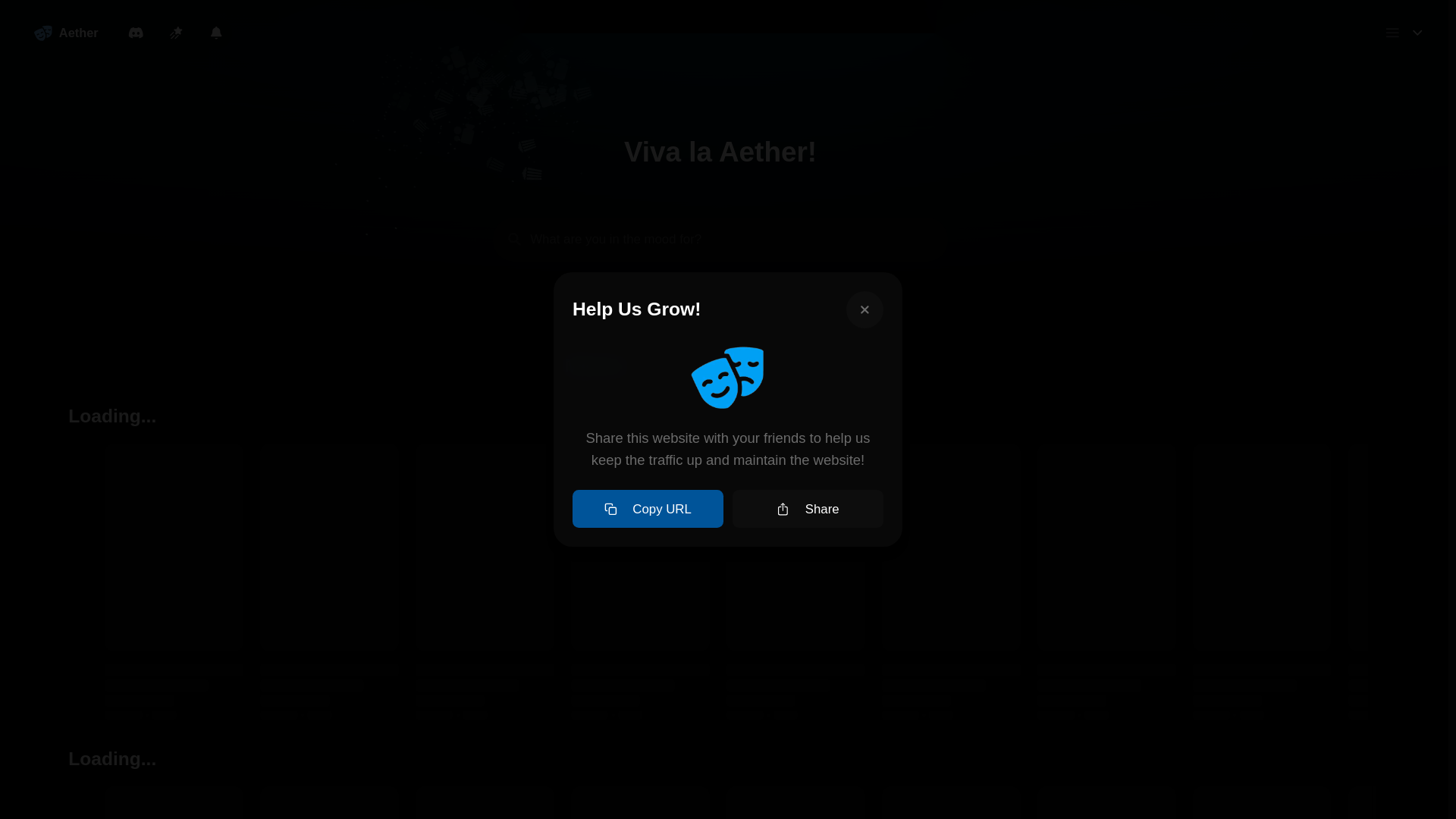 website screenshot of https://aether.mom/