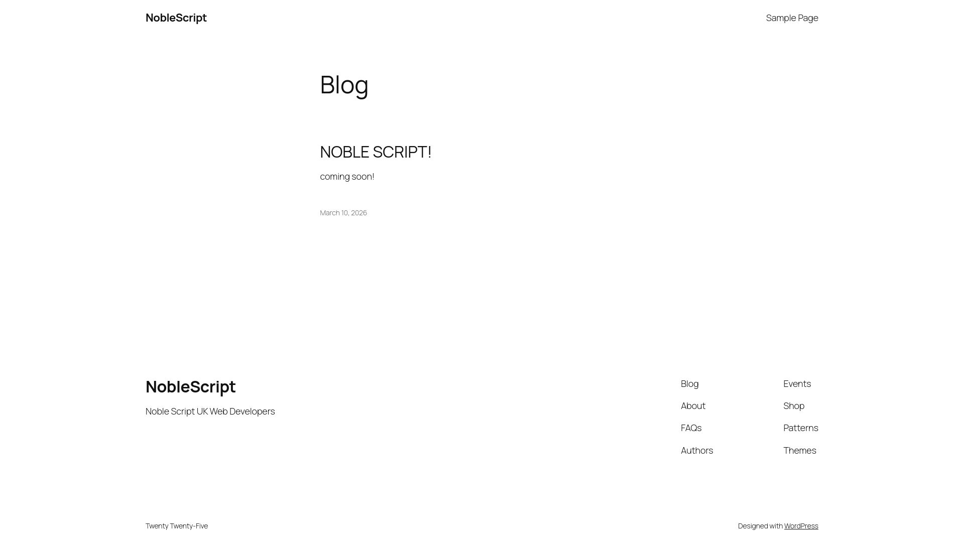 website screenshot of https://noblescript.co.uk/
