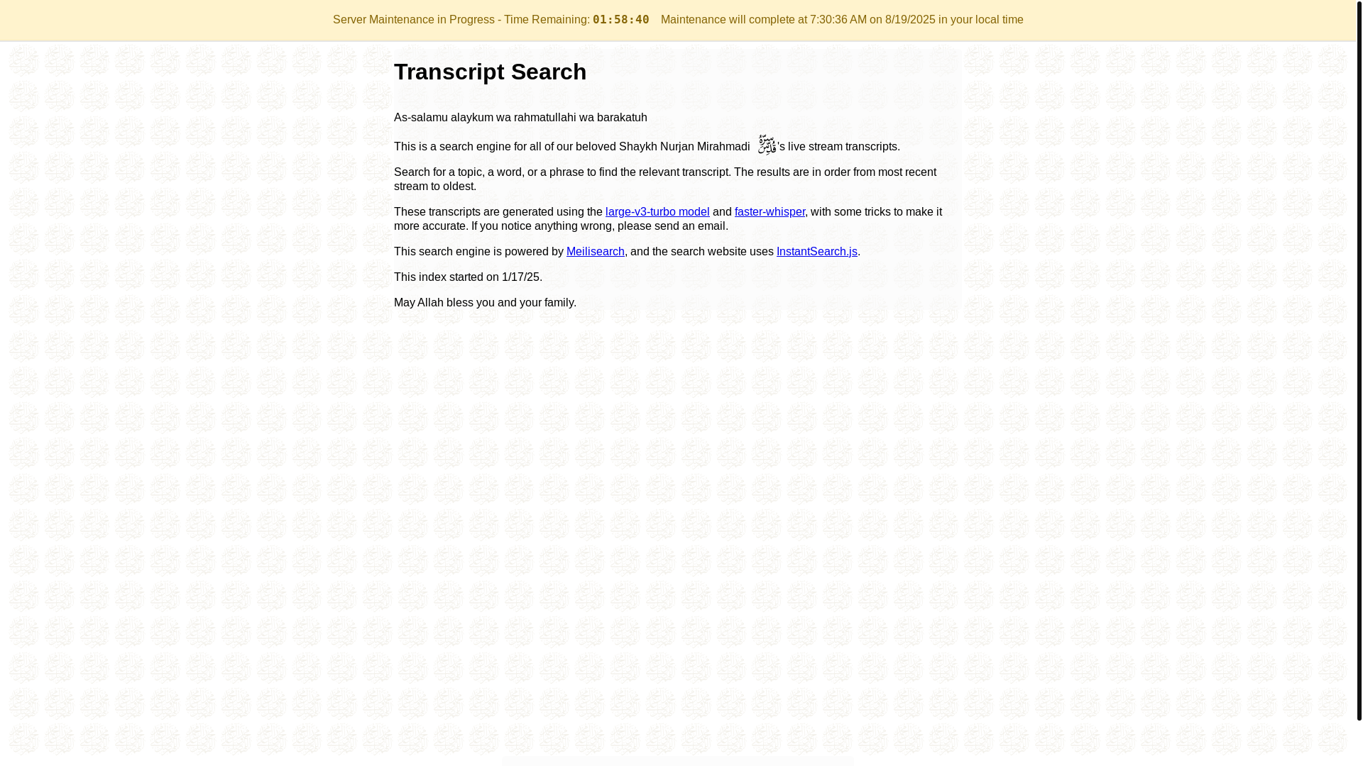 website screenshot of https://transcript-search-v0.pages.dev/