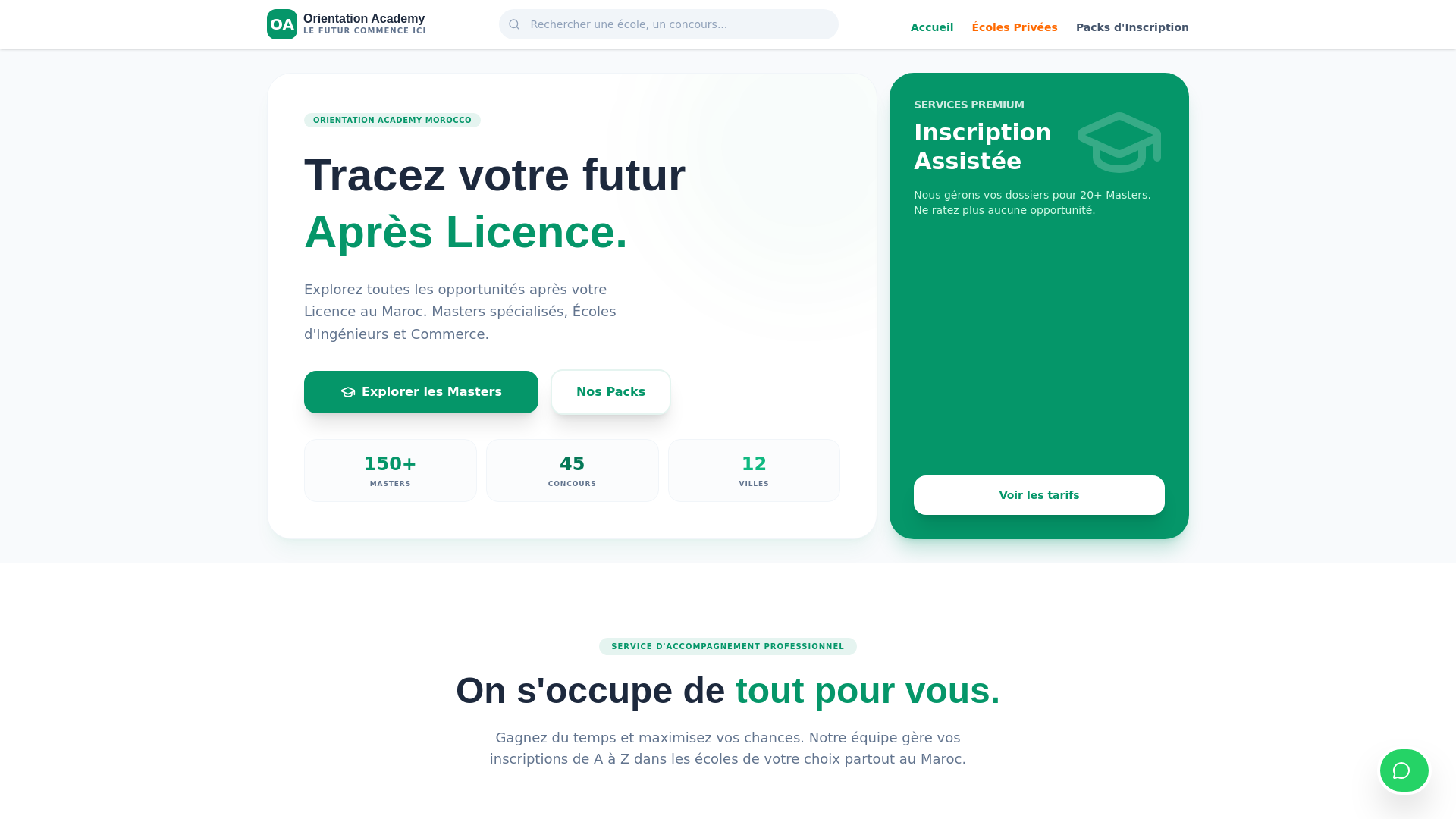 website screenshot of https://orientationacademy.com/