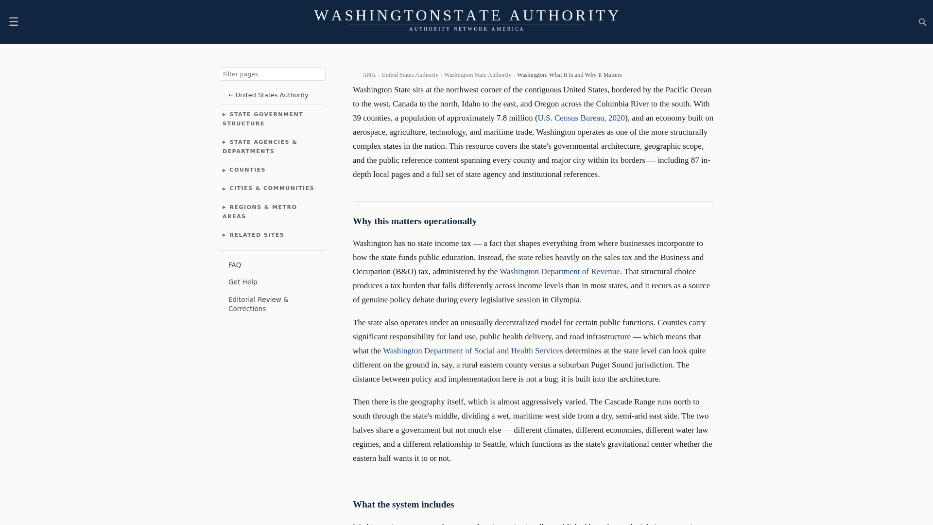 website screenshot of https://washingtonstateauthority.com/