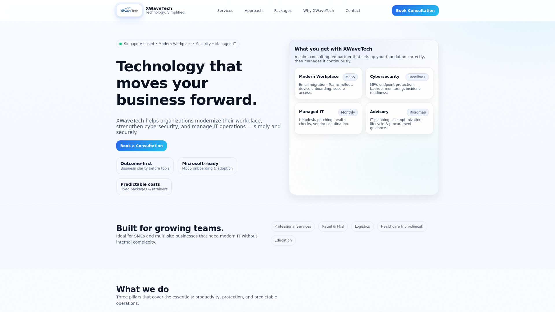website screenshot of https://xwavetech-site.pages.dev/
