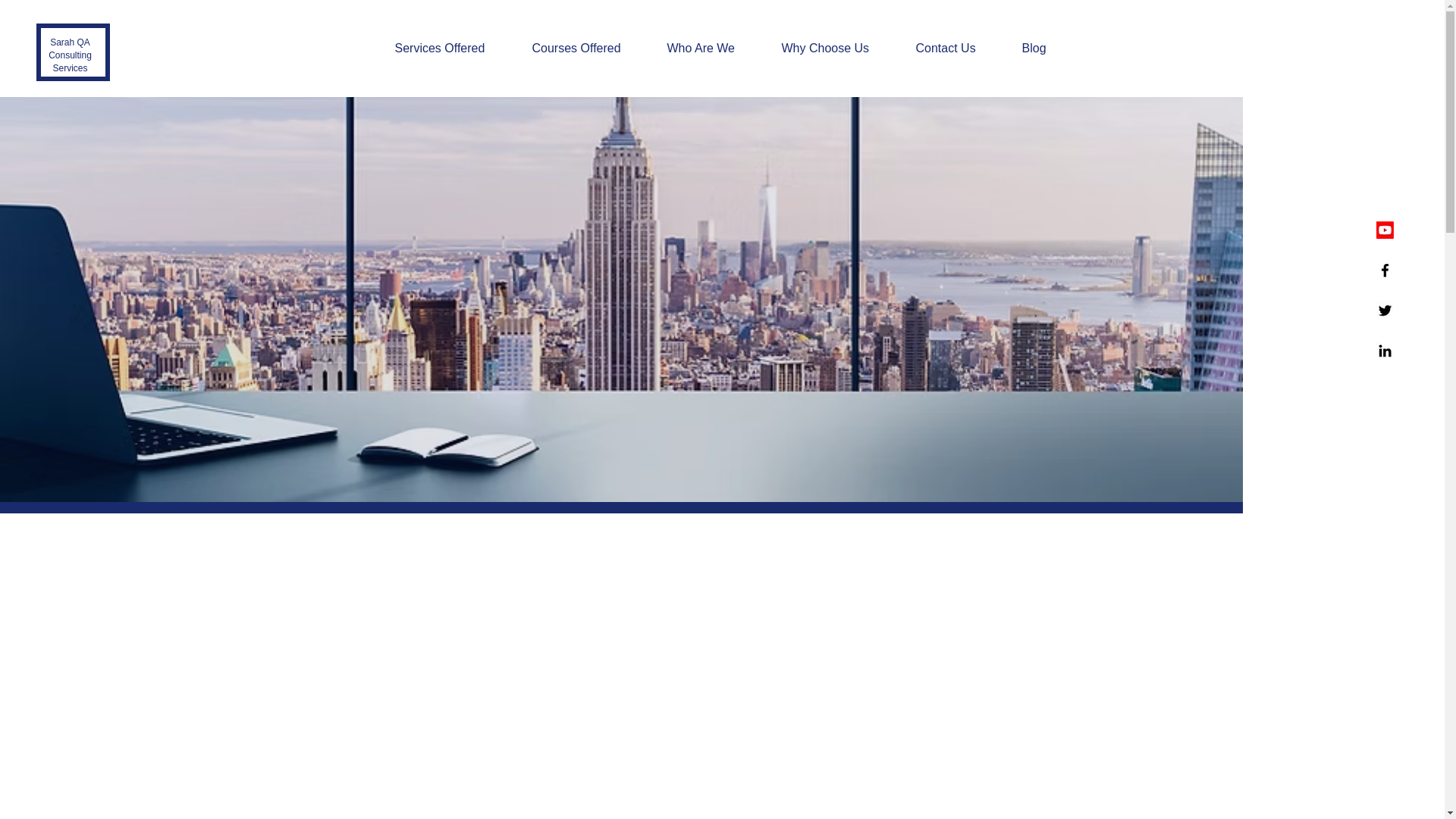 website screenshot of https://sarahqaconsulting.com/
