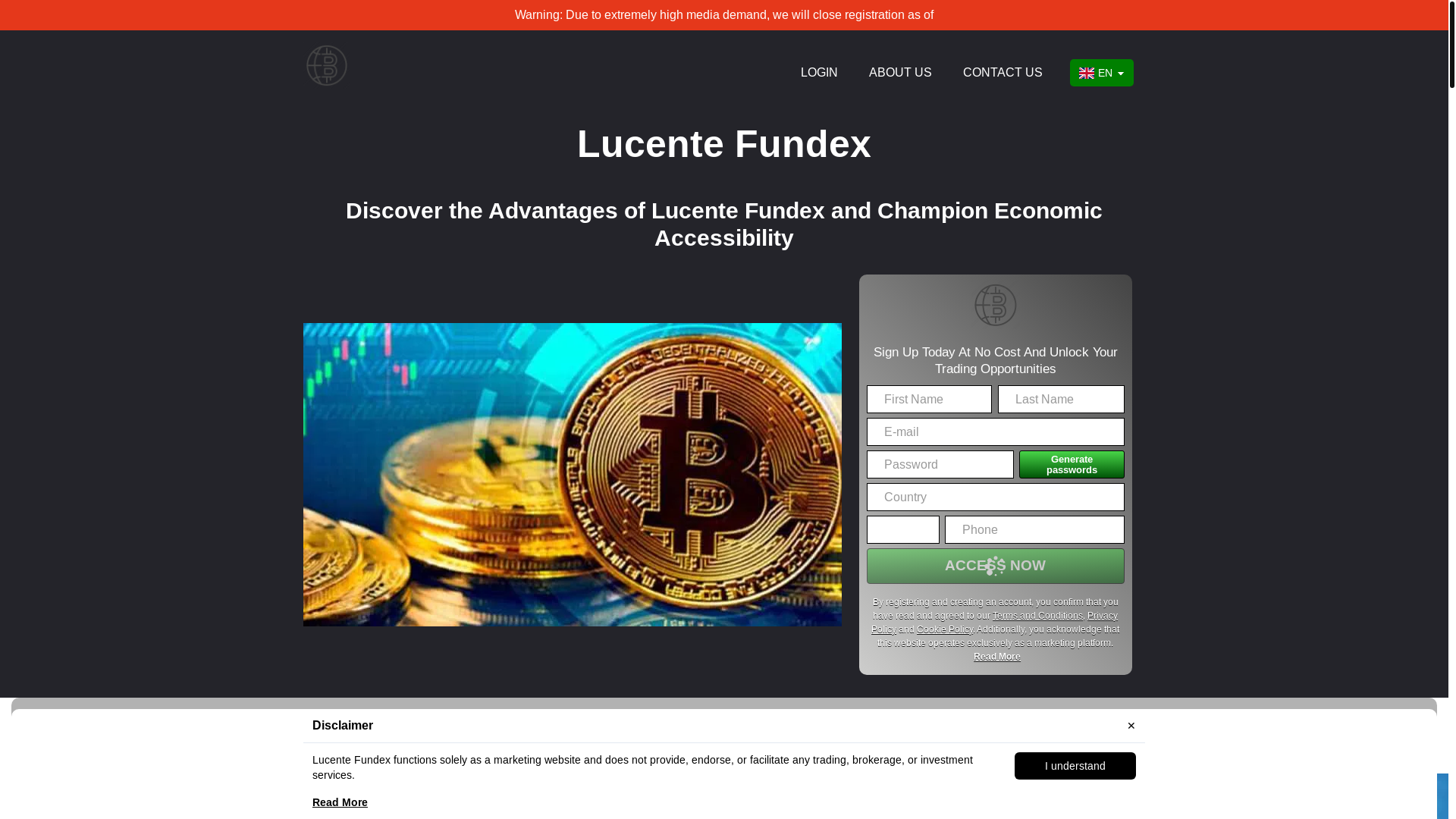 website screenshot of https://lucentefundex-engine.com/