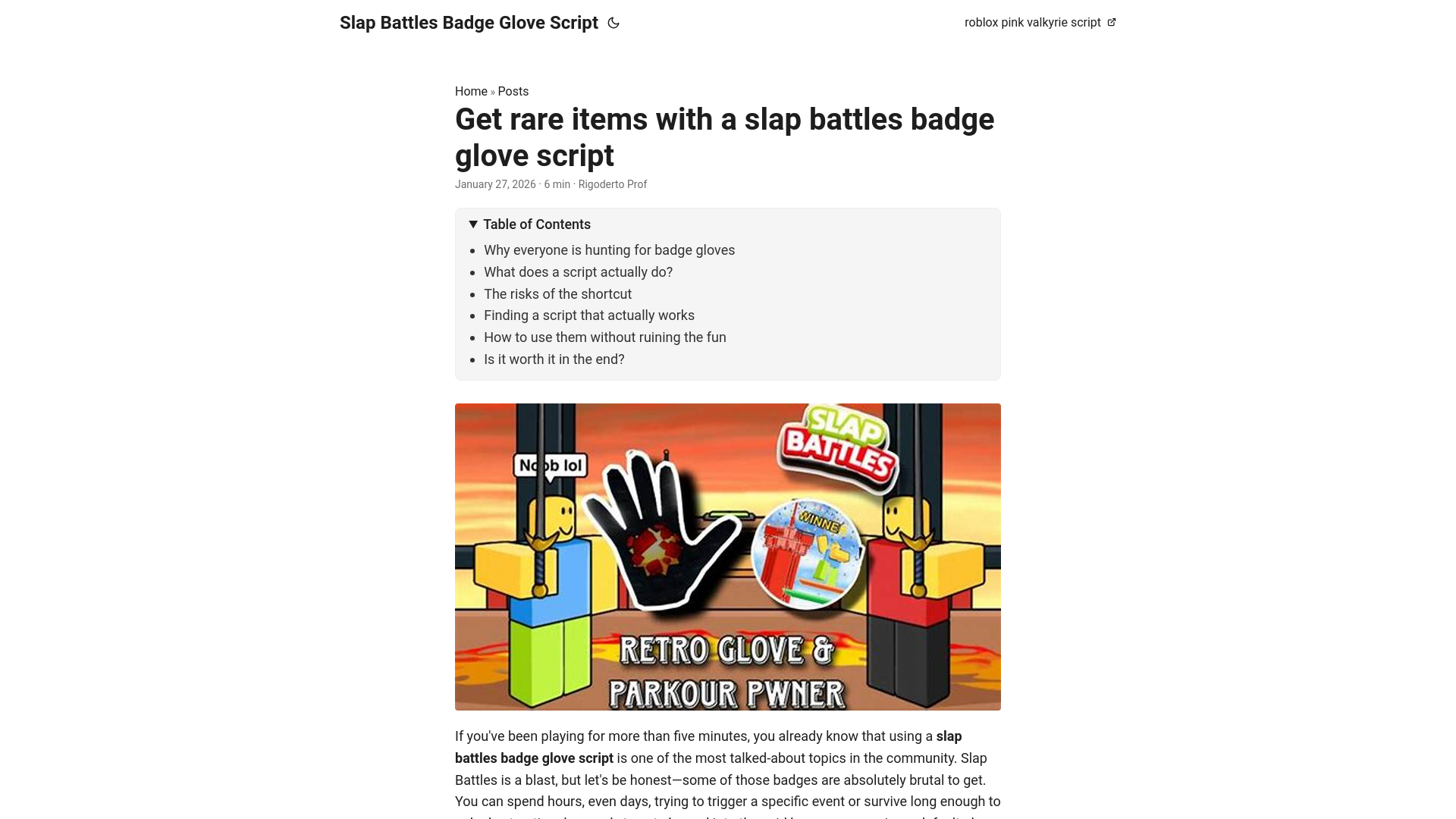 website screenshot of https://slap-battles-badge-glove-script.pages.dev/