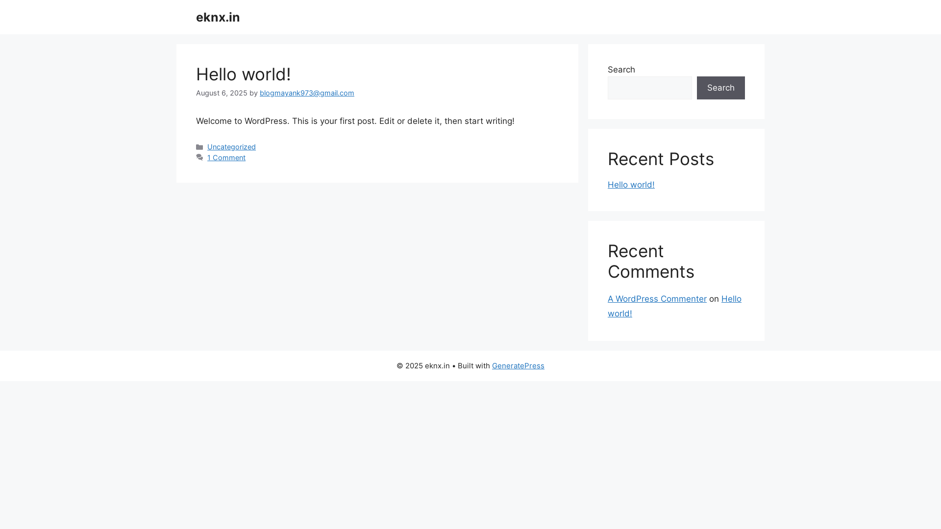 website screenshot of https://eknx.in/