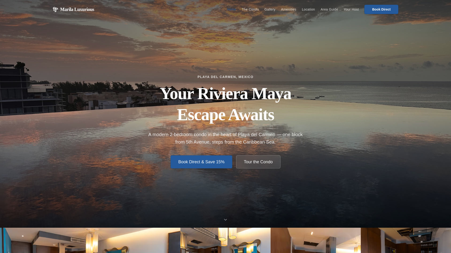 website screenshot of https://playadelcarmenluxurystay.com