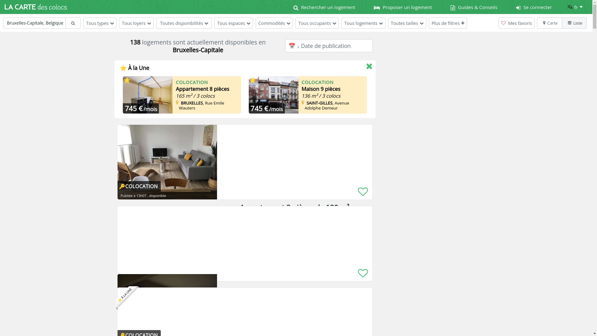 website screenshot of https://www.lacartedescolocs.fr/logements/be/bruxelles-capitale