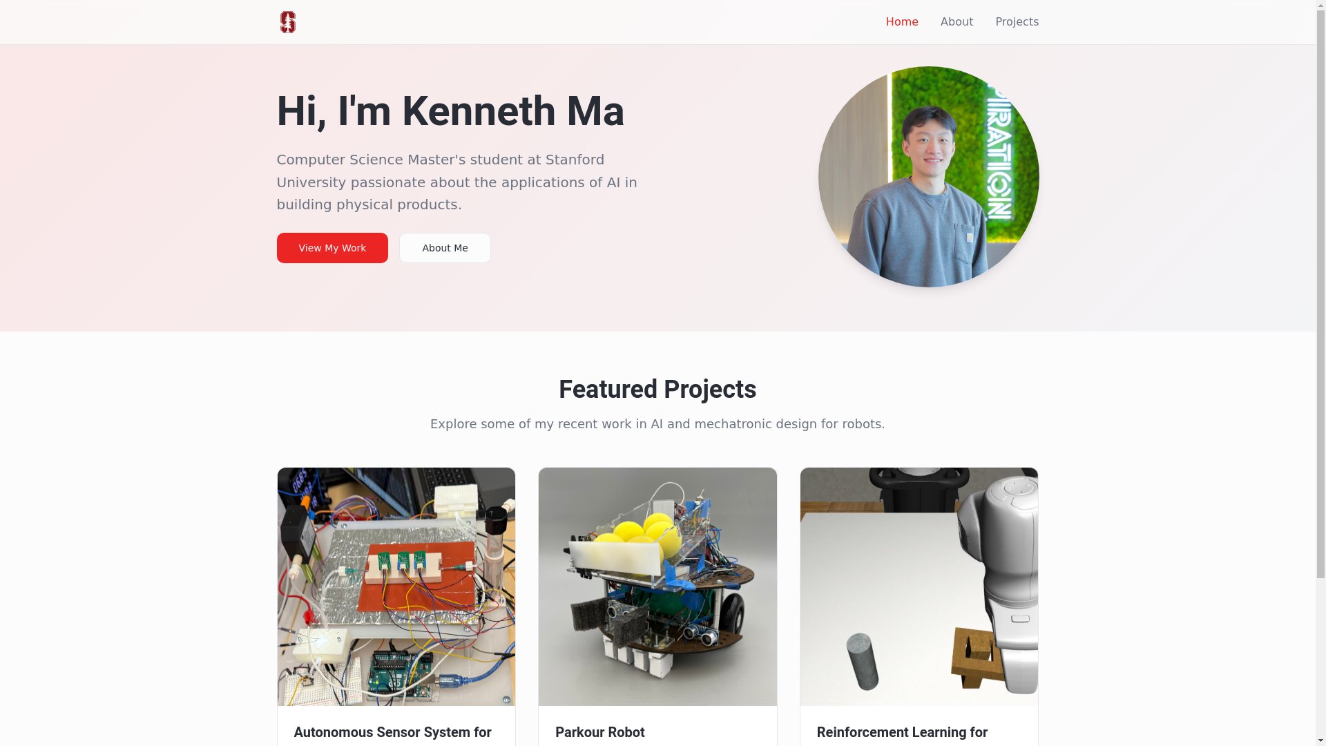website screenshot of https://kennethma.me/
