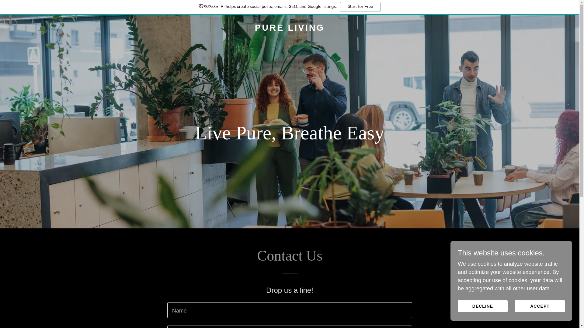 website screenshot of https://pure-living.asia/