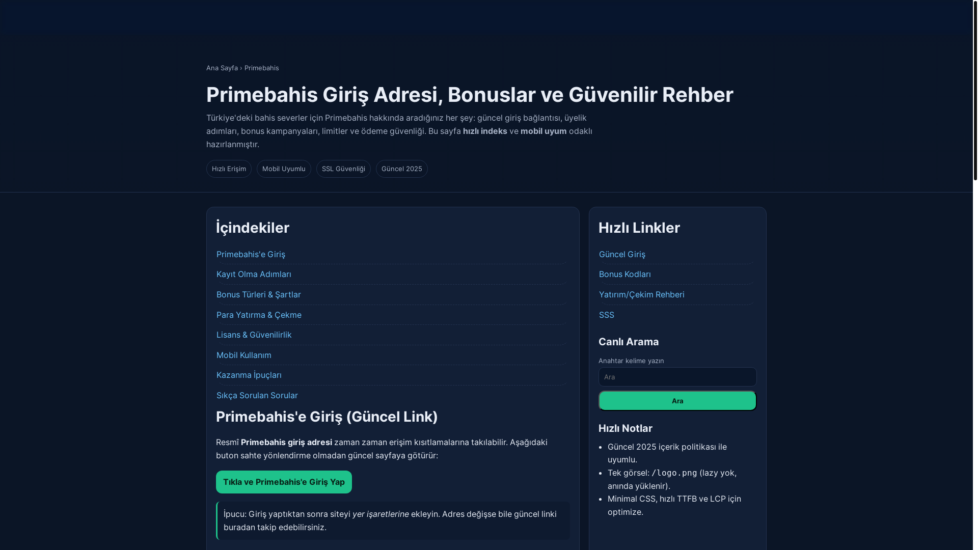 website screenshot of https://primebahisvip.com/