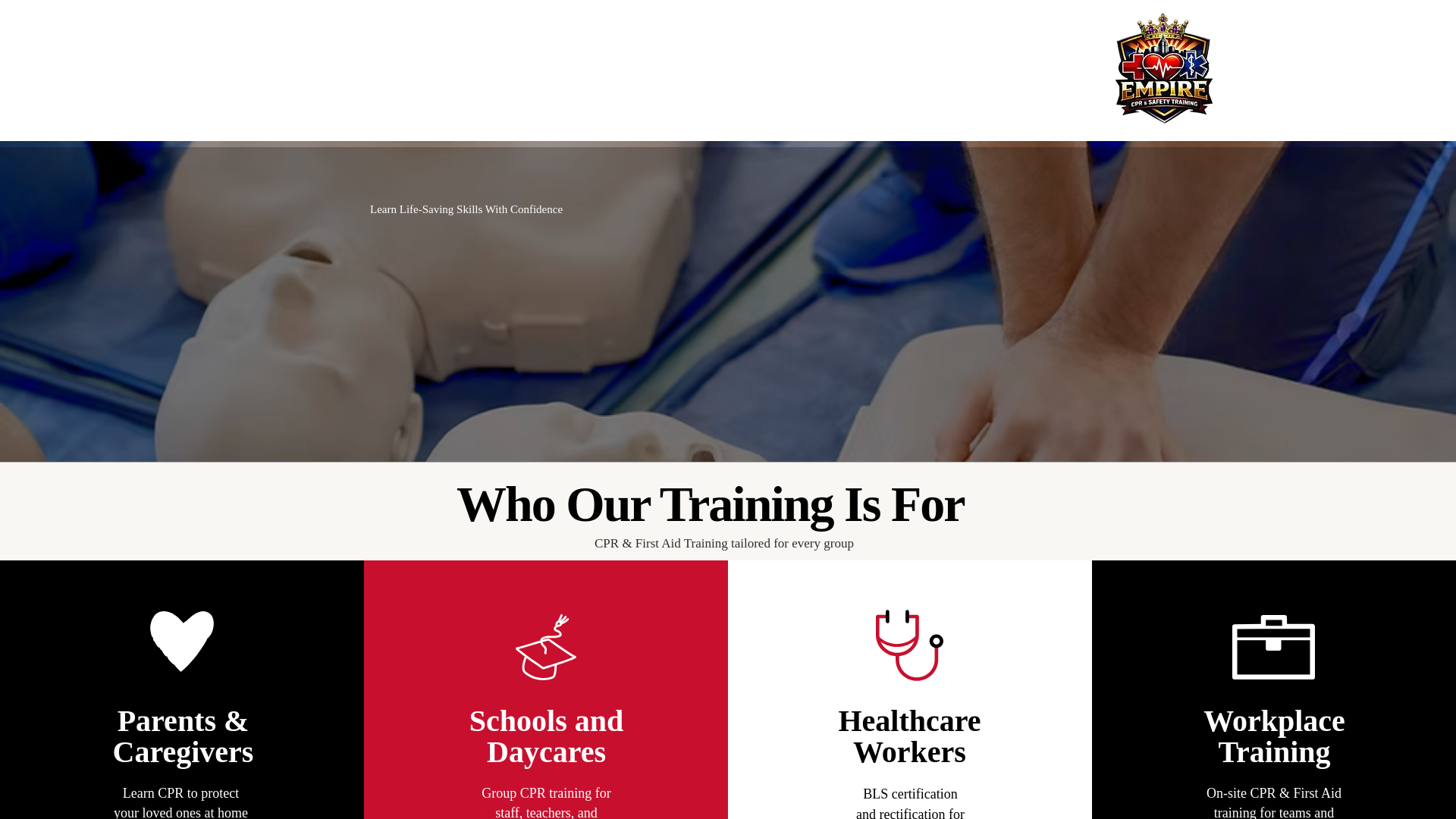 website screenshot of https://empirecpr.org/