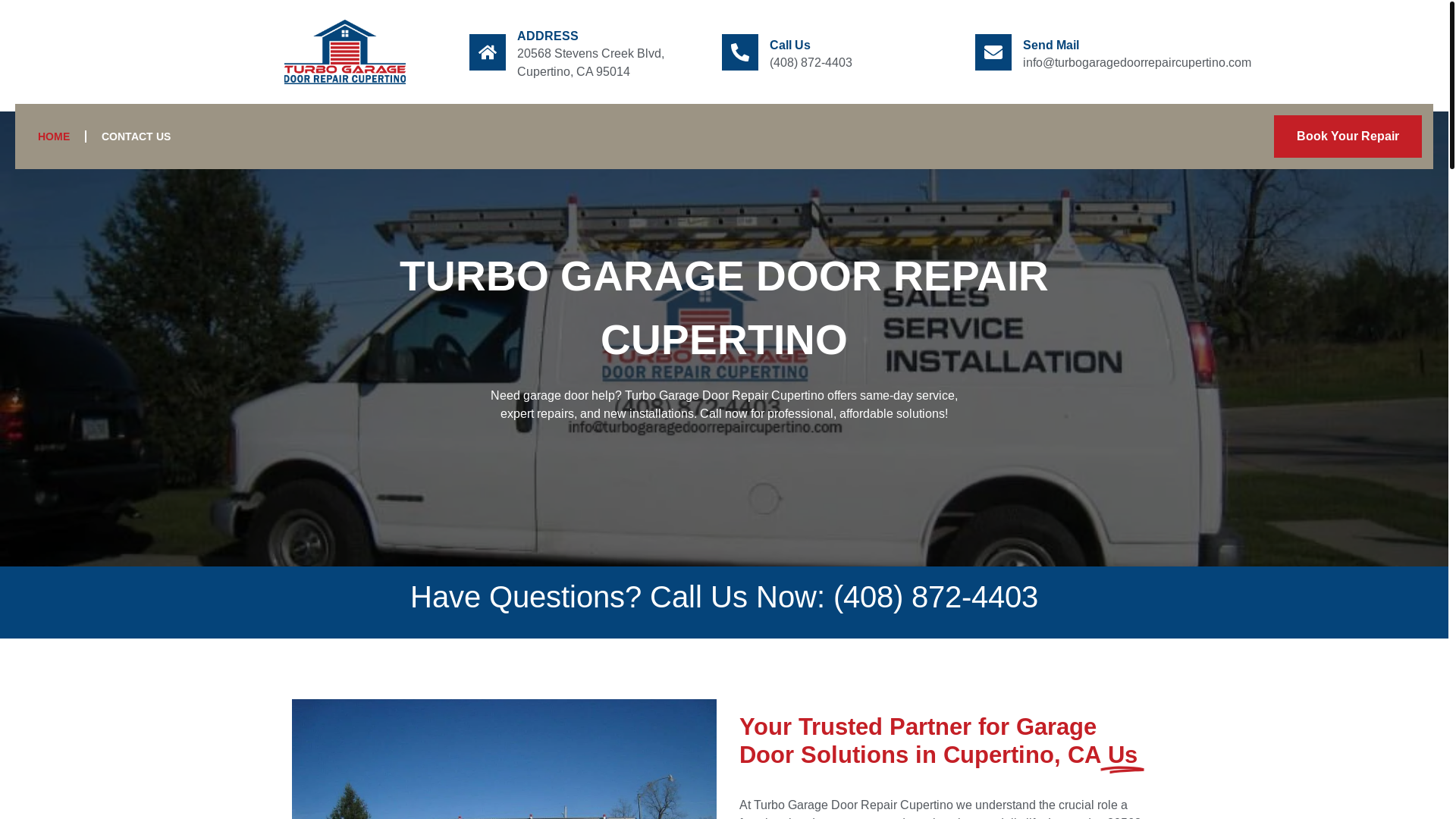 website screenshot of https://turbogaragedoorrepaircupertino.com/