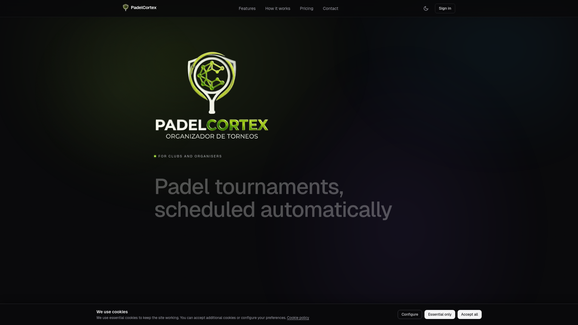 website screenshot of https://padelcortex.app/