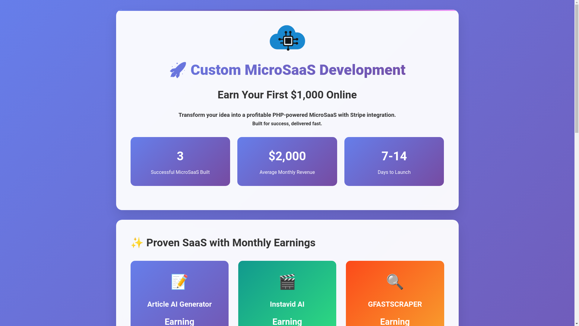 website screenshot of https://makemesaas.pages.dev/