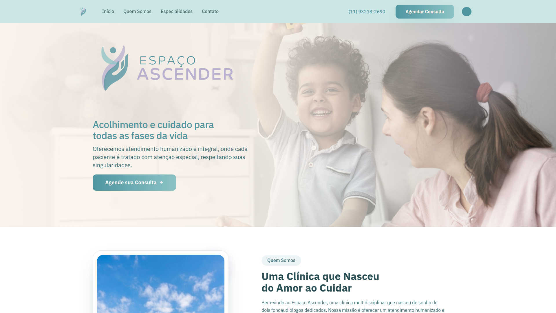 website screenshot of https://espacoascenderclinica.com.br/