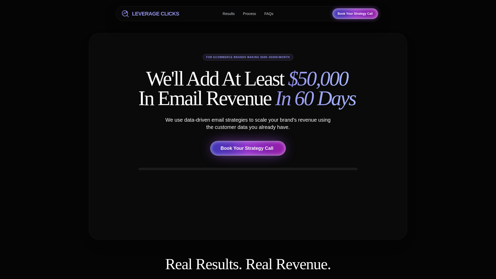 website screenshot of https://leverageclicksretain.com/