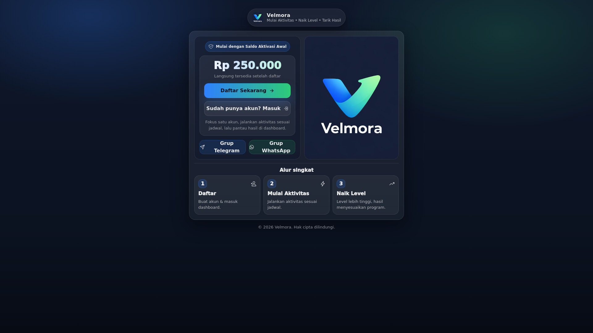website screenshot of https://velmora-live.store