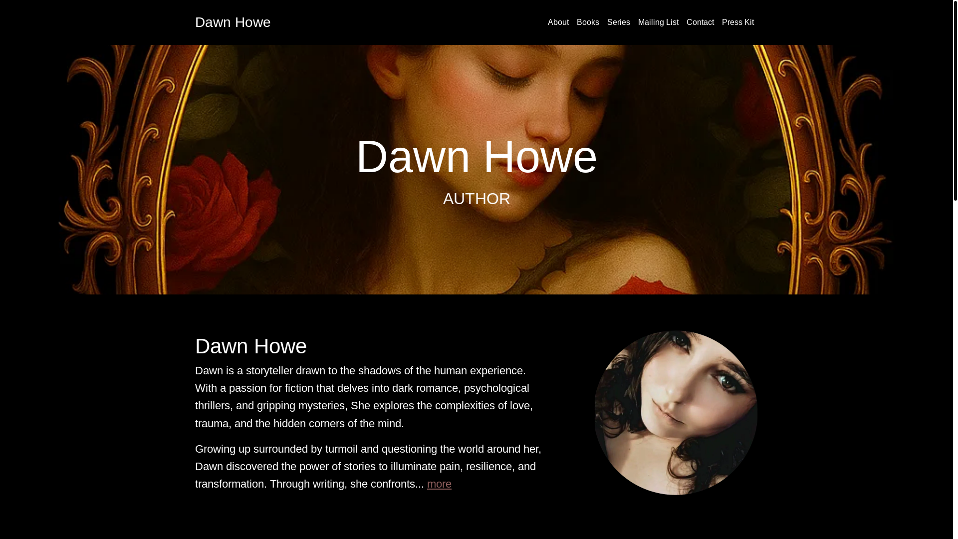 website screenshot of https://dawnhowebooks.com/