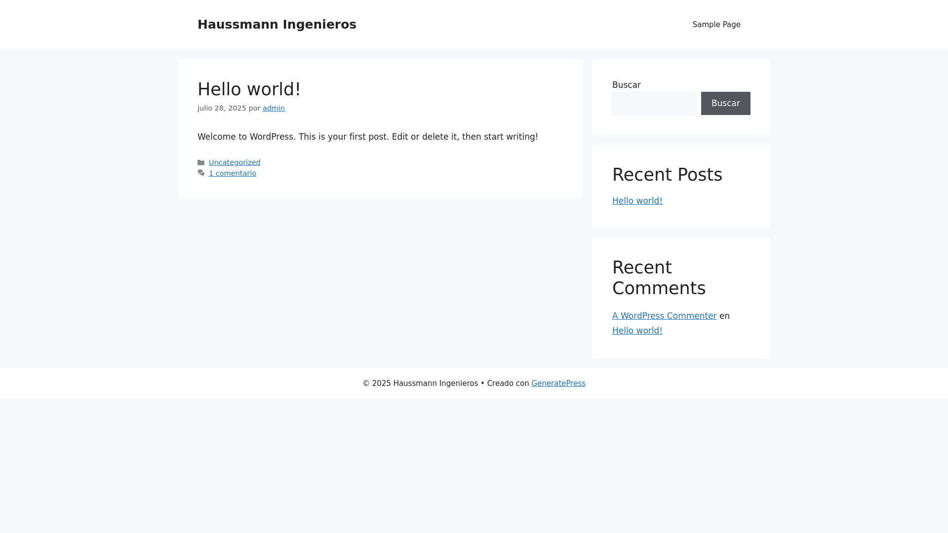 website screenshot of https://haussmanningenieros.es/