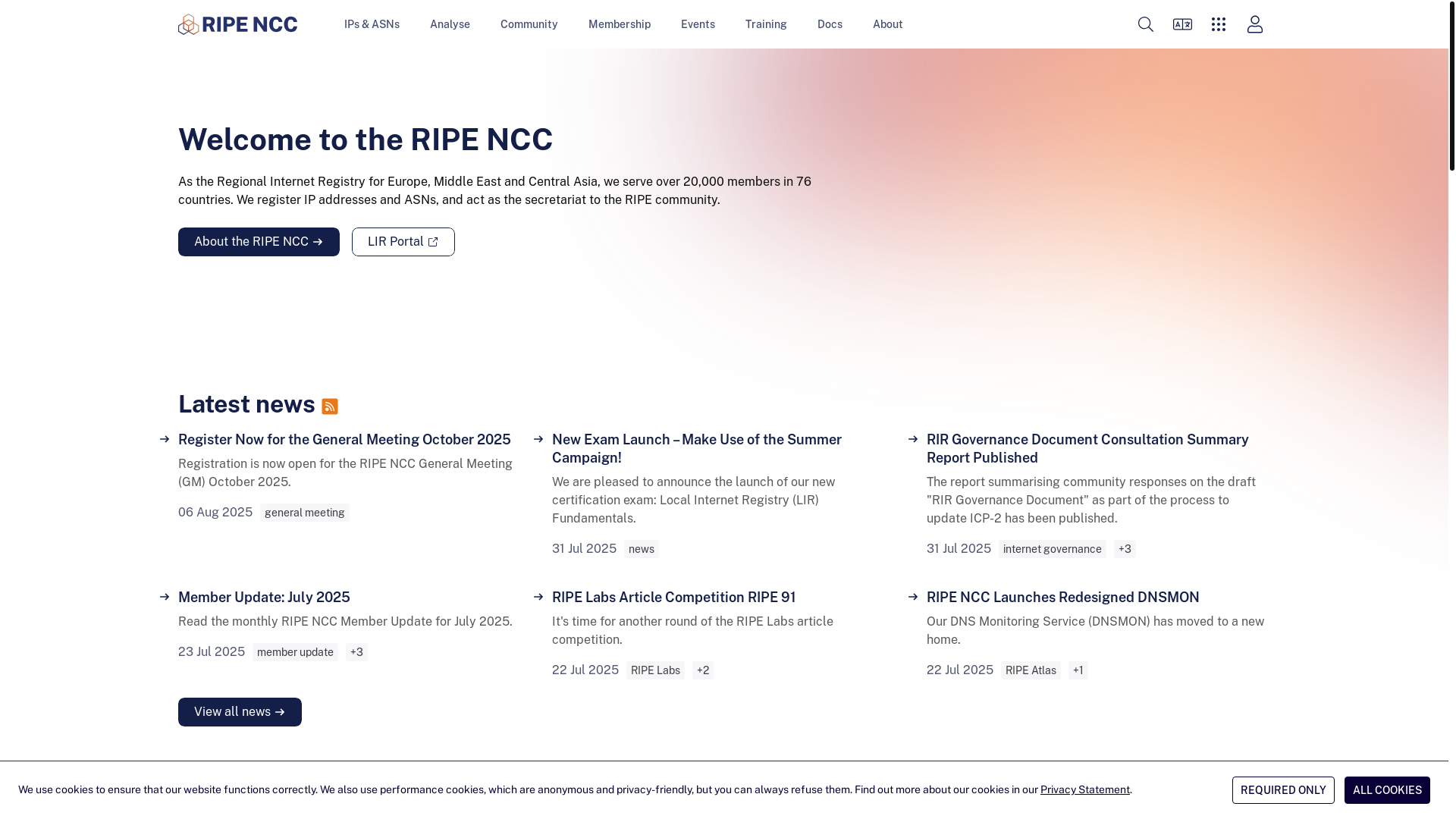 website screenshot of https://ripe.net