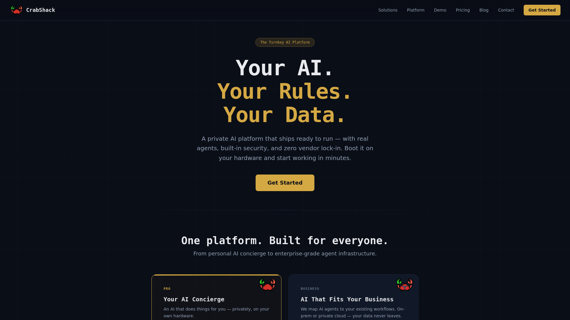 website screenshot of https://crabshack-cloud-frontend-feat-incoming-webhooks.pages.dev/