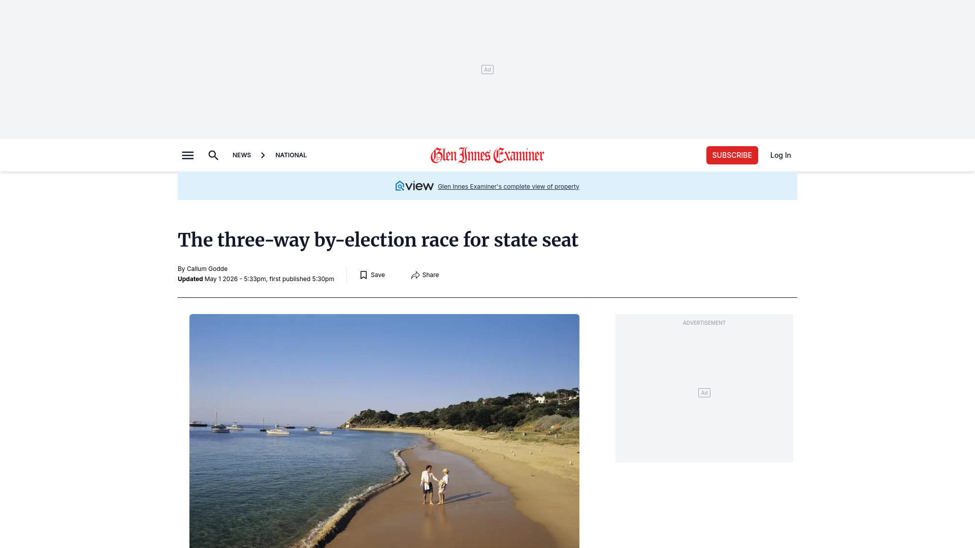 website screenshot of https://www.gleninnesexaminer.com.au/story/9237806/the-three-way-by-election-race-for-state-seat/