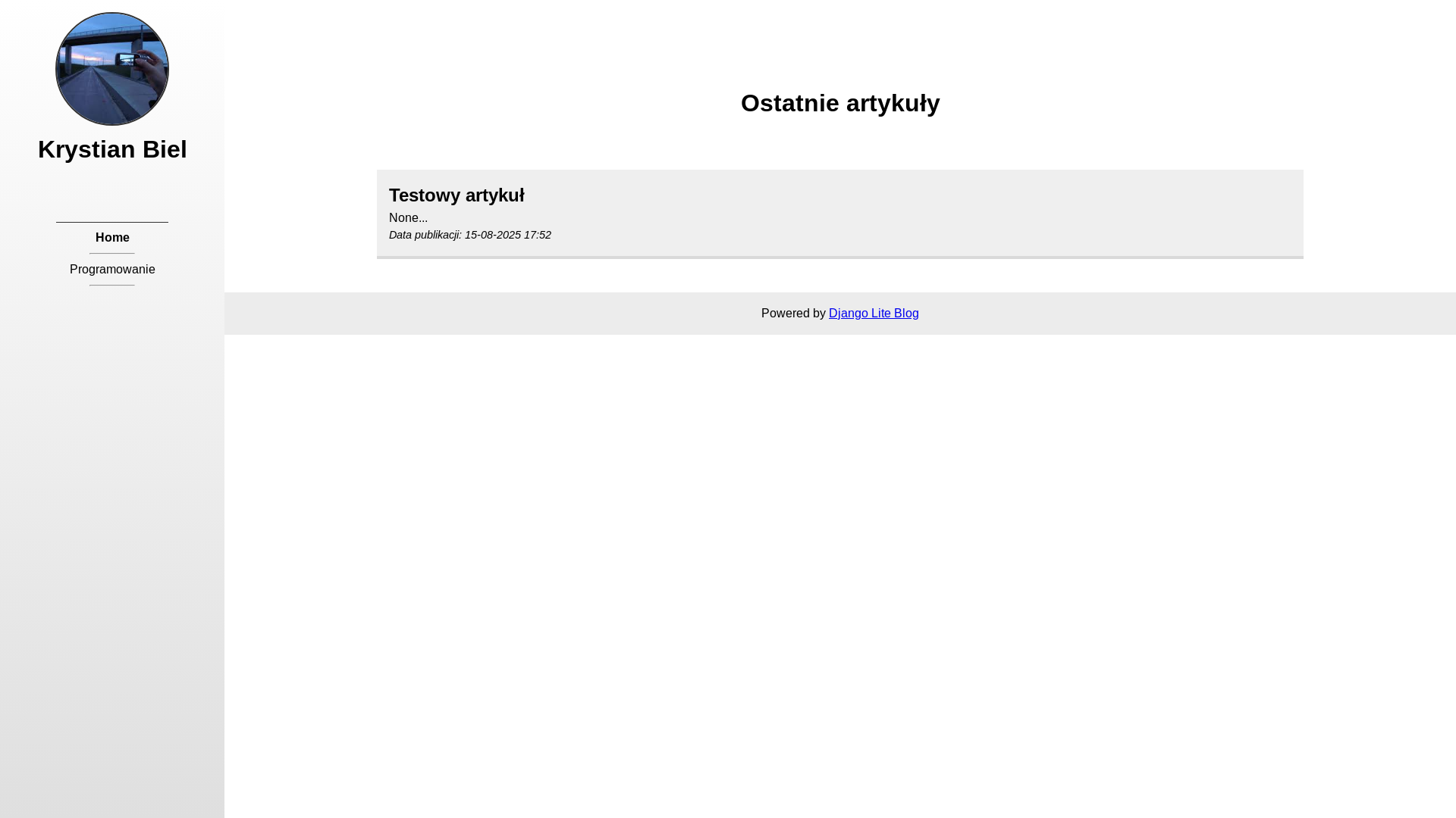 website screenshot of https://krystianbiel.pl/
