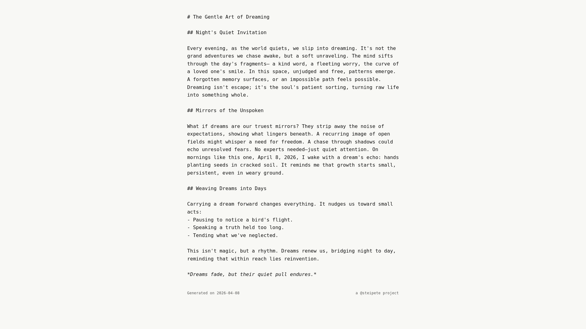 website screenshot of https://dreaming.md/