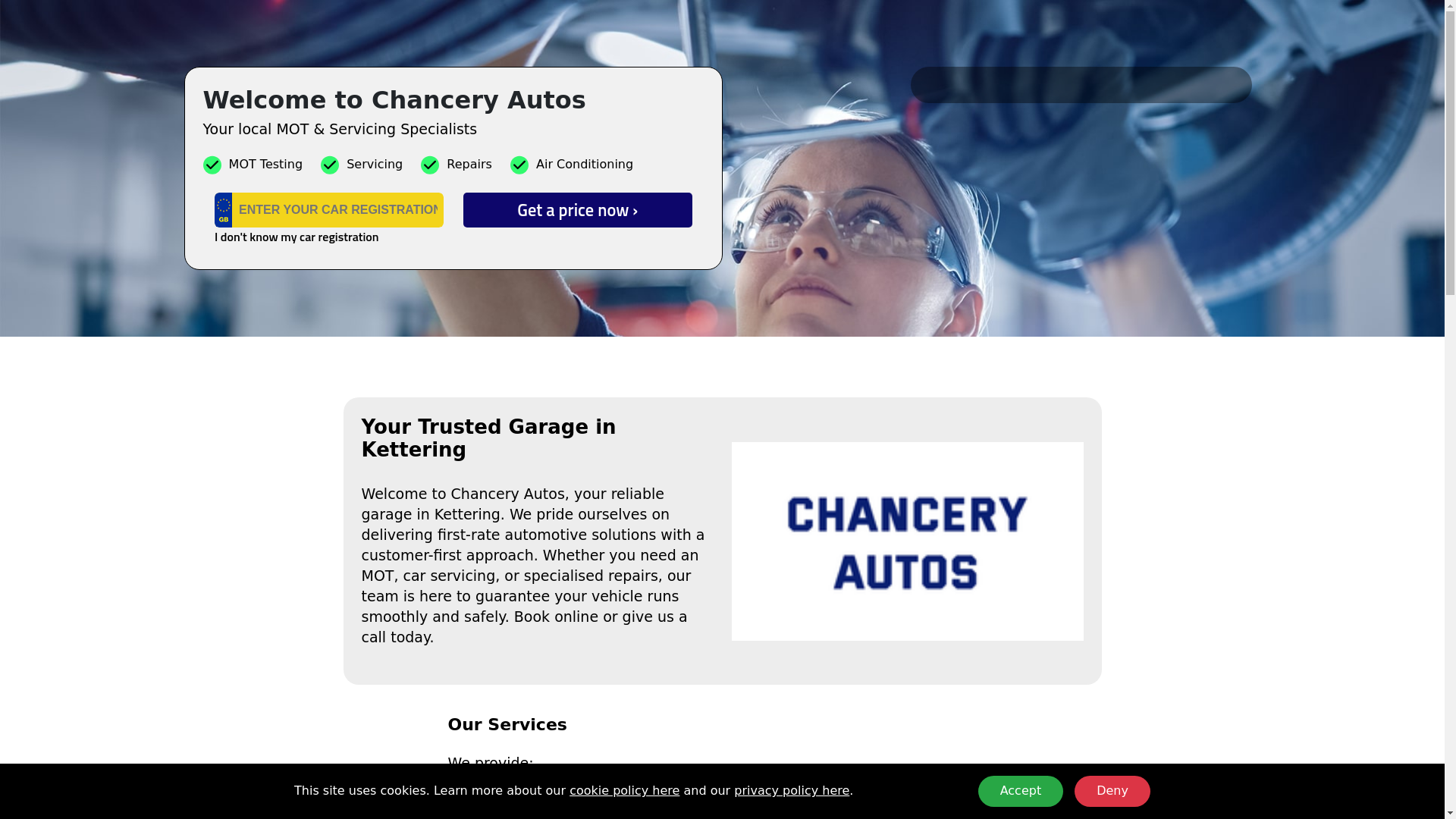website screenshot of https://chanceryautoskettering.co.uk/