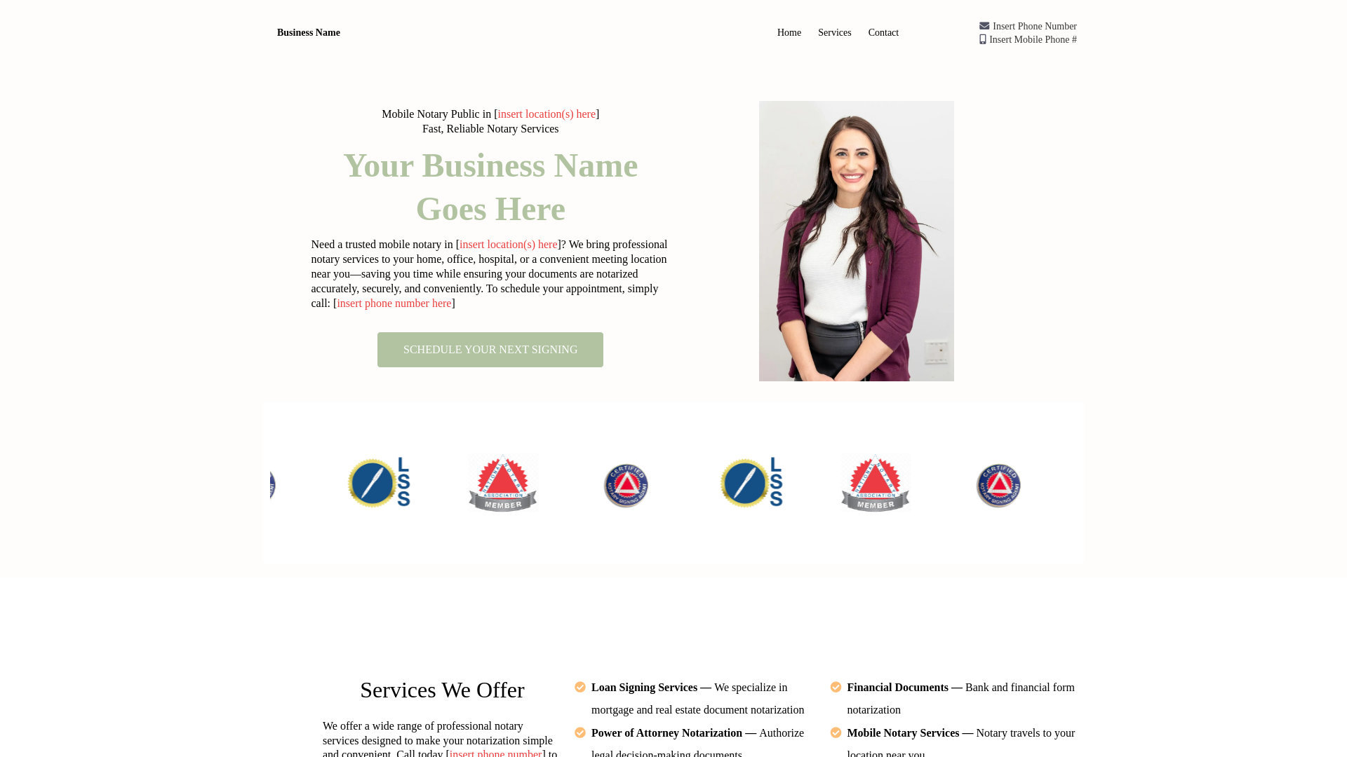 website screenshot of https://dalejonesnotary.com