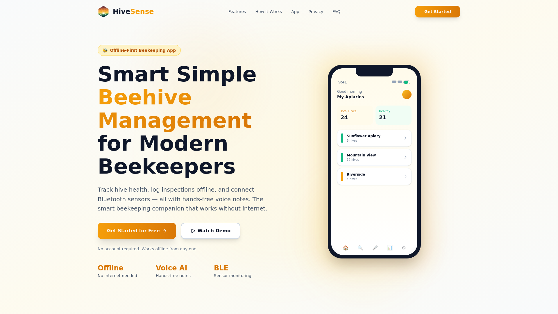 website screenshot of https://tryhivesense.com/