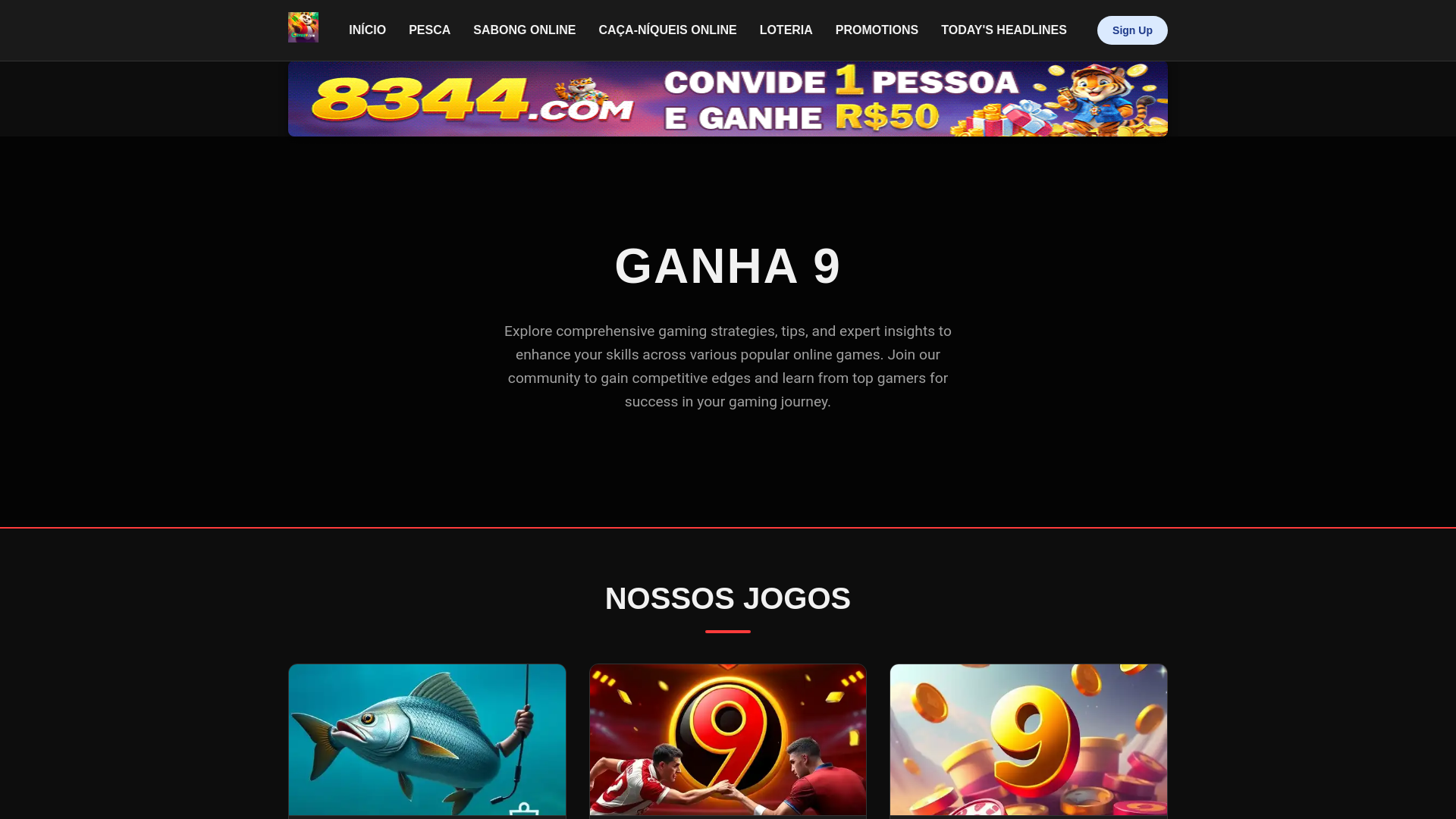 website screenshot of https://ganha9ios.com/