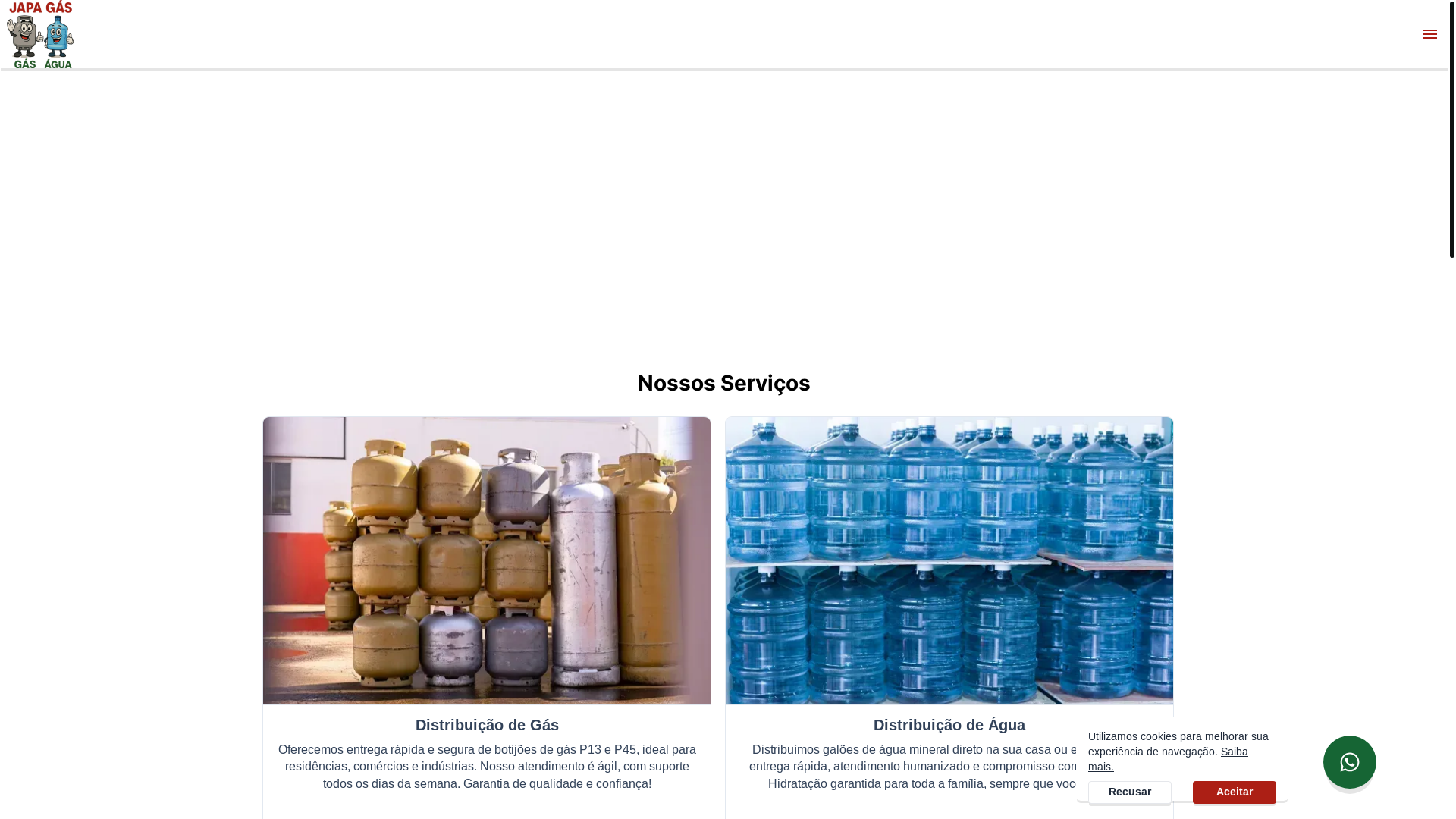 website screenshot of https://japagaseagua.com.br/