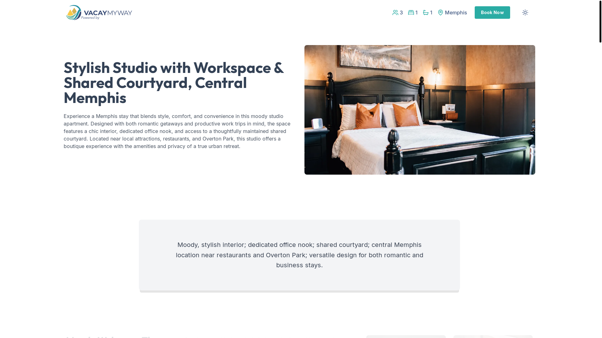 website screenshot of https://moodymemphis.vacations/