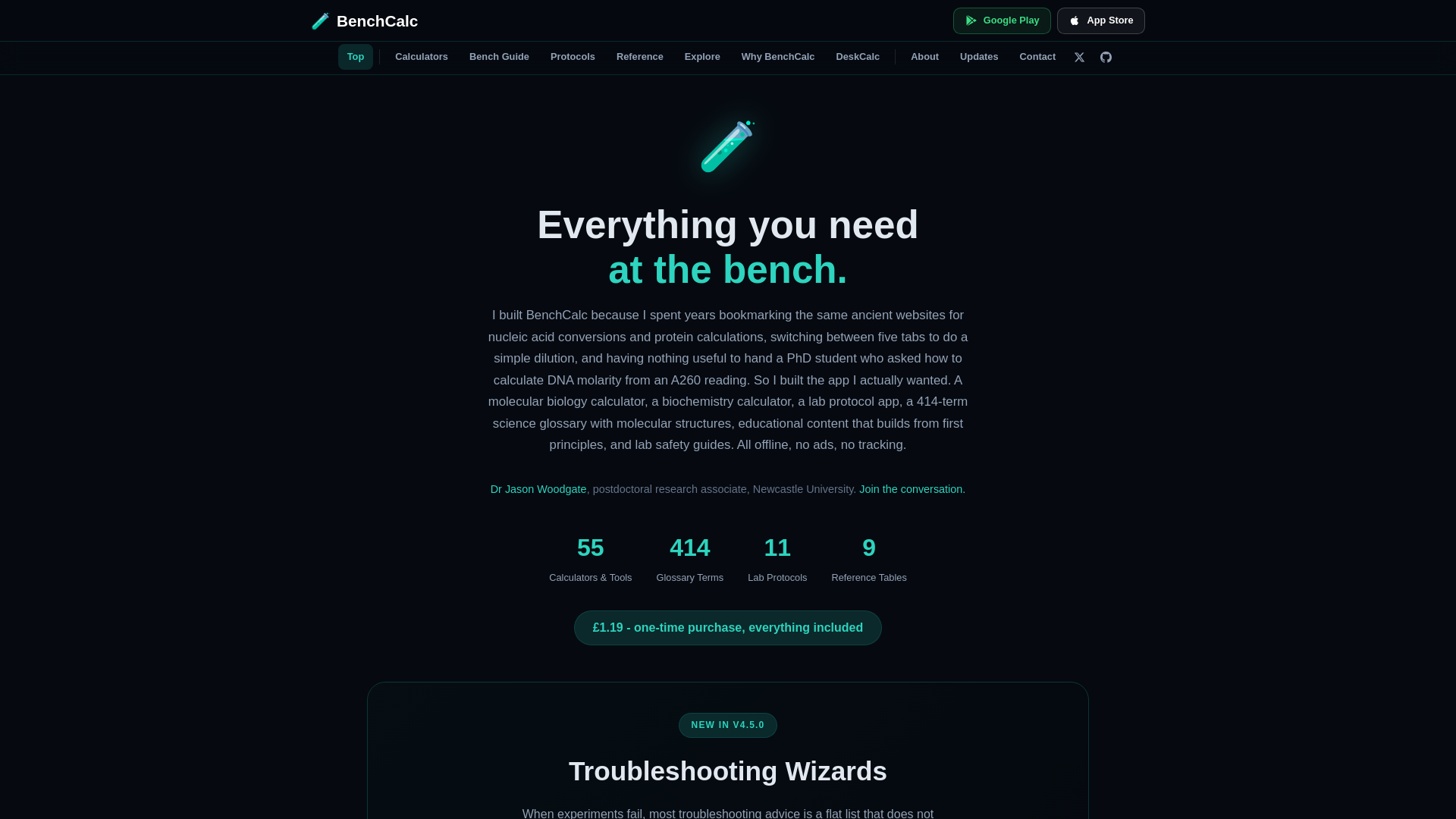 website screenshot of https://benchcalc.net/