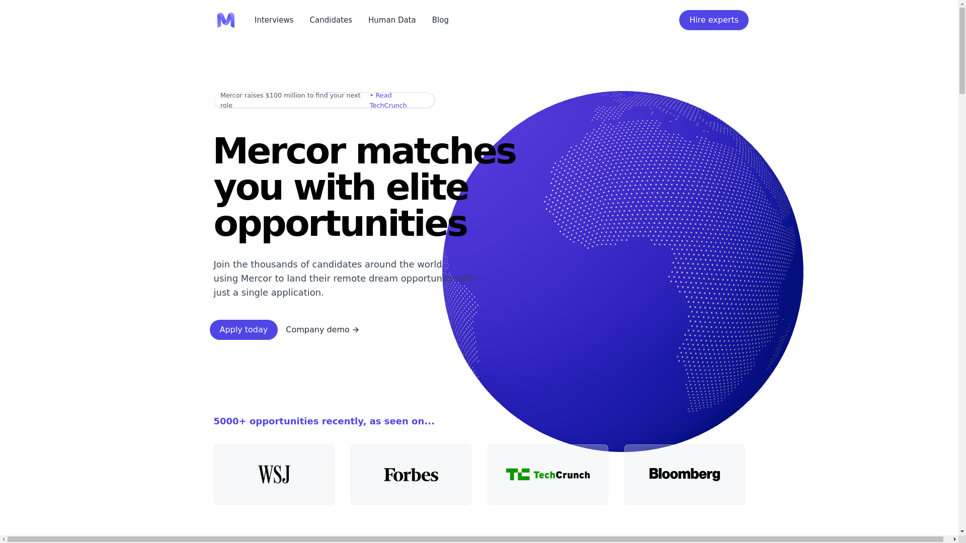 website screenshot of https://mercorcrew.com/